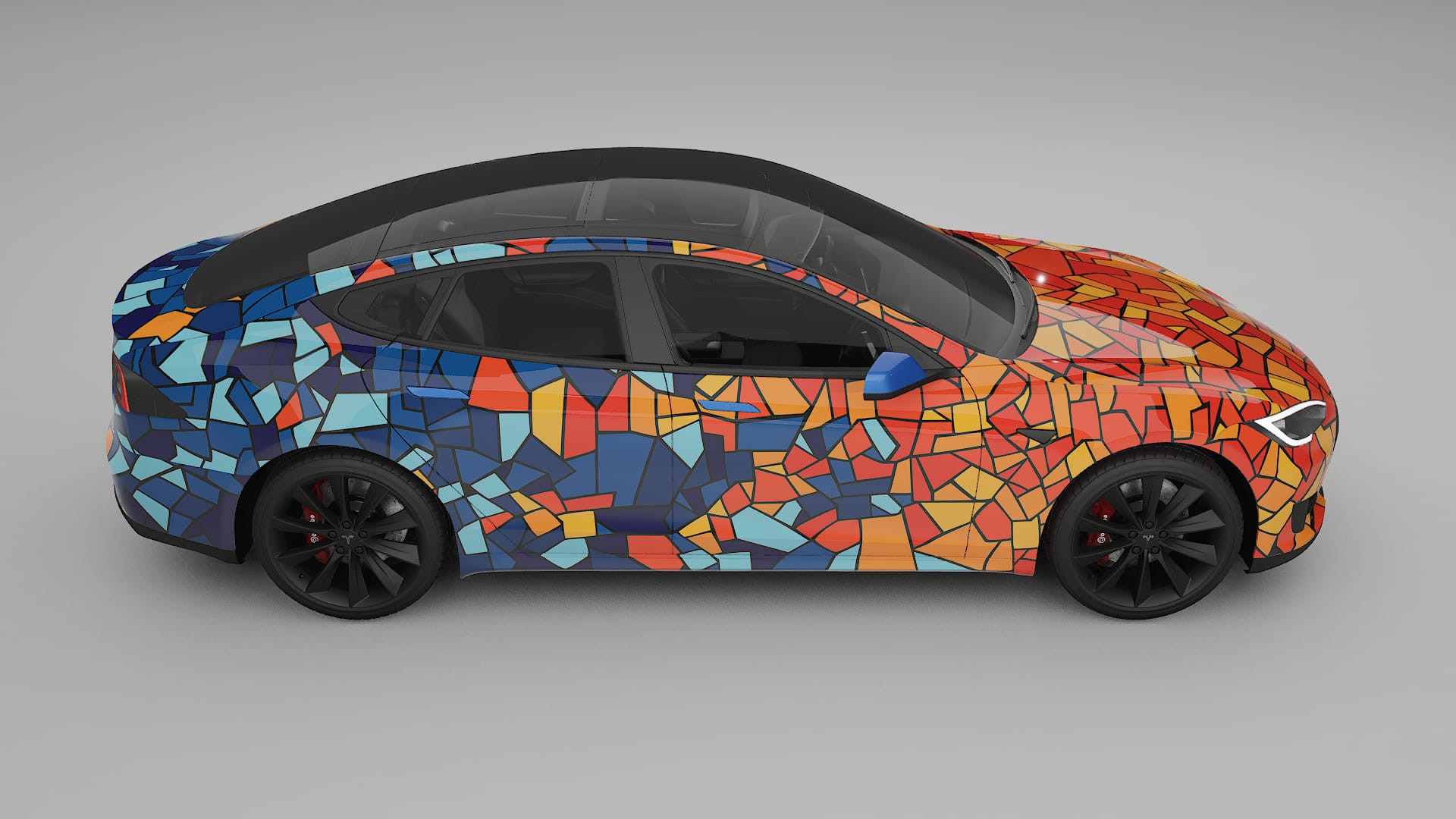 Tesla Model-S BARCELONA – Design-Wrap PPF-Kit aus bedruckbarer Polyurethanfolie