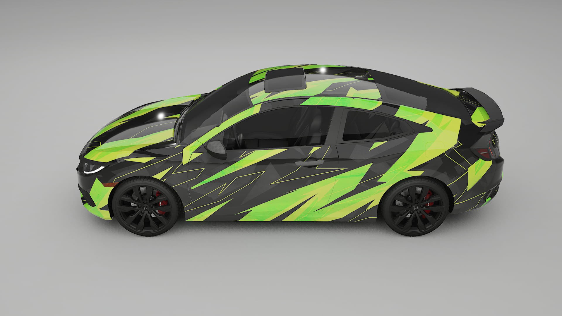 Honda Civic coupe prefacelift pre-LCI NINJA TURTLES – Design-Wrap PPF-Kit aus bedruckbarer Polyurethanfolie
