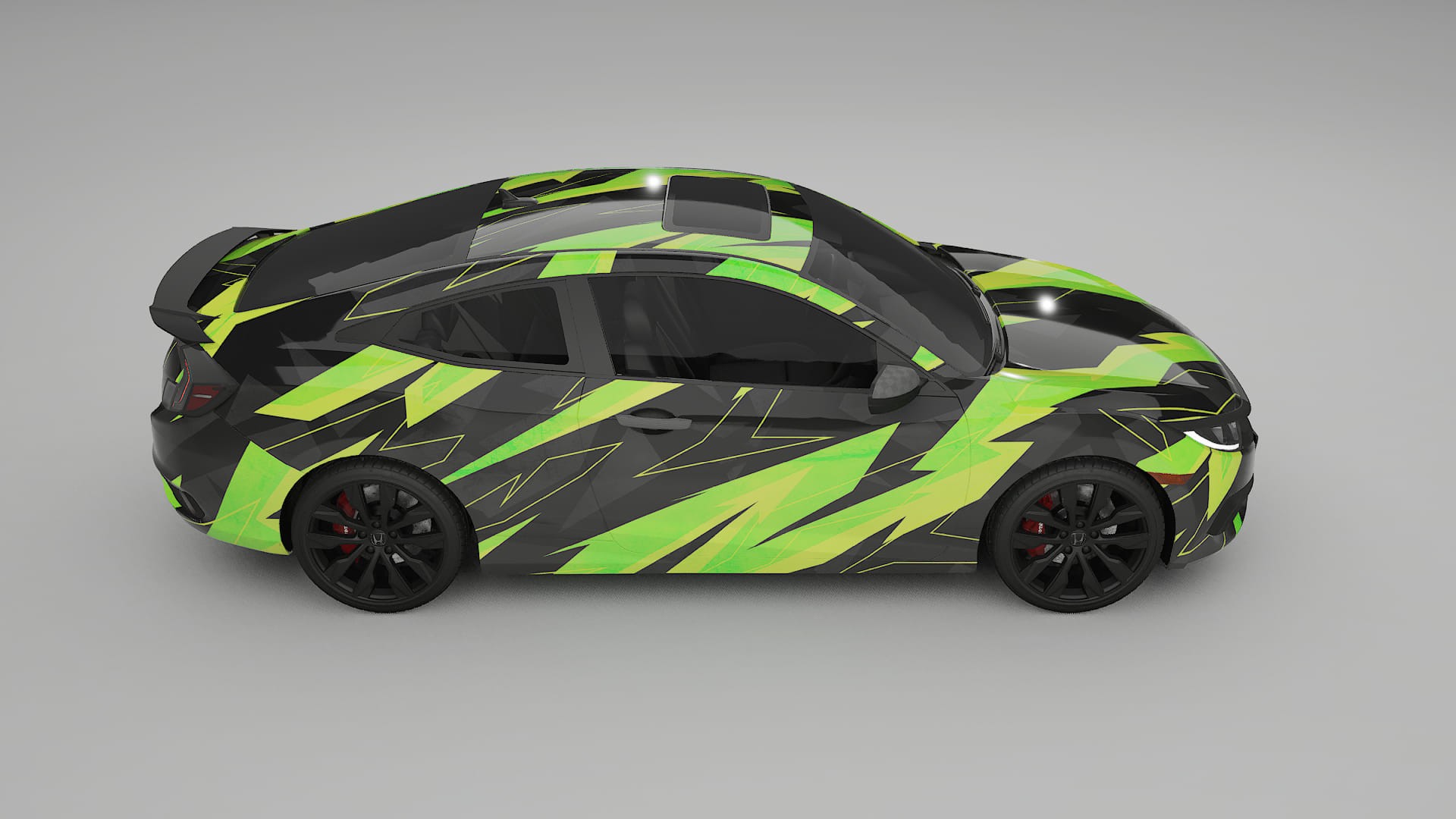 Honda Civic coupe prefacelift pre-LCI NINJA TURTLES – Design-Wrap PPF-Kit aus bedruckbarer Polyurethanfolie